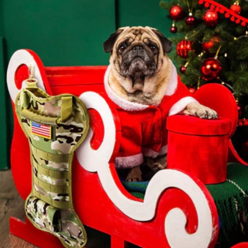 Speed Track *NEW* Pet Tactical Dog Bone Shaped Camo Christmas Stocking - Picture 2 of 13
